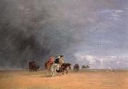 David Cox crossing the sands oil on canvas